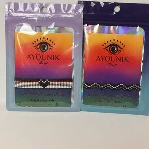 AYOUNIK Black and White Beaded Bracelets (Set of Two)